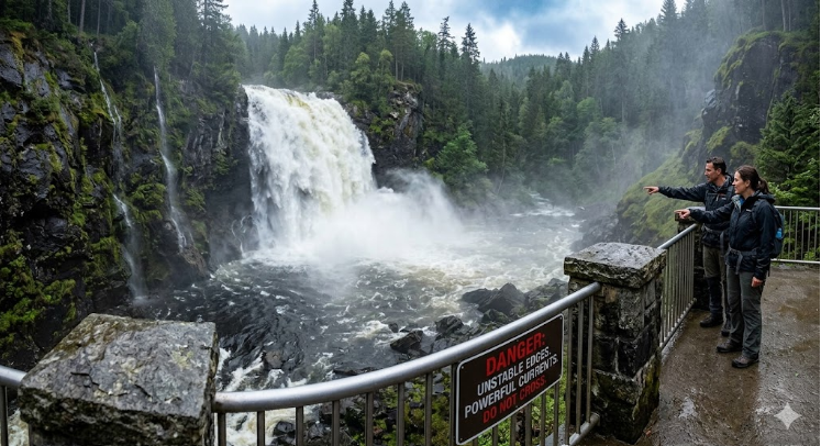 what happens if you fall into Follheur Waterfall